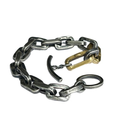 Sonja Fries | PAPERCLIP Bracelet solid s/s links, 2 brass links