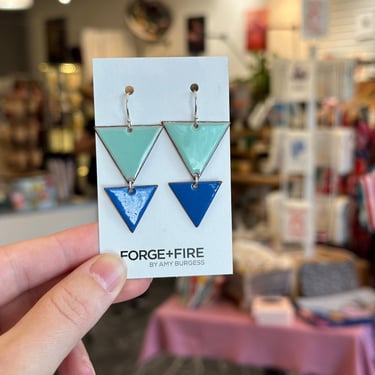 Two-Tone Enamel Triangle Earrings