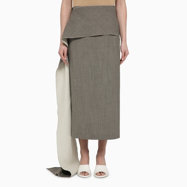 The Row White/Black Wool Skirt With Side Train Women