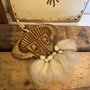 Free Shipping Within Continental US - Vintage Handmade Walnut looker mask for Hanging. 