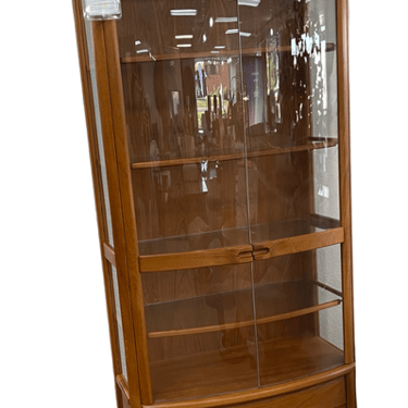 Cabinet with Glass Doors<br />Two Drawers Underneath<br />Solid Teak with Veneer Back<br />Made in Denmark<br />H 72 x W 35 x D 15