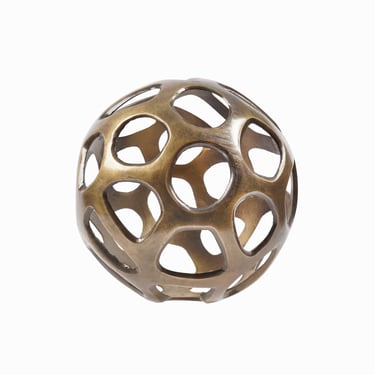 Ennis Geometric Sphere Sculpture Geometric Brass Ball 