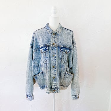 80s Georges Marciano for Guess Blue Acid Wash Denim Jacket | Large/Extra Large/2X 
