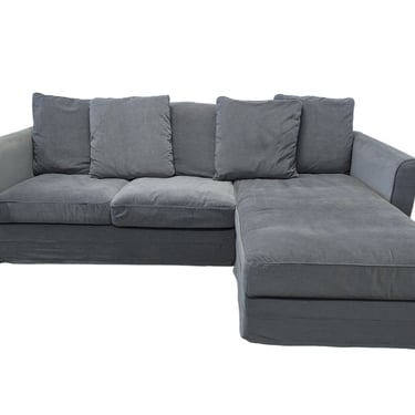 Grey Contemporary Cloth Couch With Chaise And Storage