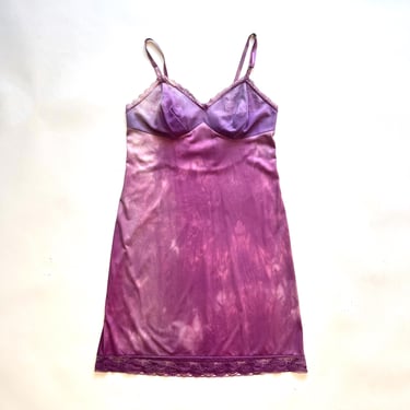 Vintage Vanity Fair Purple Tie-Dye Lace Slip Dress Size 32 Small 