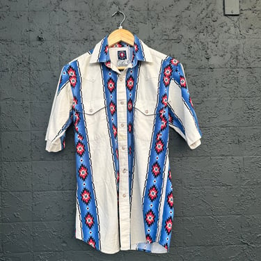 Funky Printed Pearl Snap Button-Up