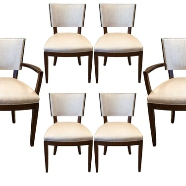 Contemporary Transitional Set of 6 A. Rudin Wood Dining Chairs 