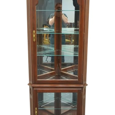 ETHAN ALLEN Georgian Court Solid Cherry Traditional Corner Curio Lighted Display Cabinet 11-9018 - 225 Vintage Finish 