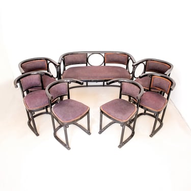 COMPLETE SET of Thonet Fledermaus/ Josef hoffmann chair/ thonet chair black/ bentwood lounge chair/ fledermaus chair/ art nouveau furniture 