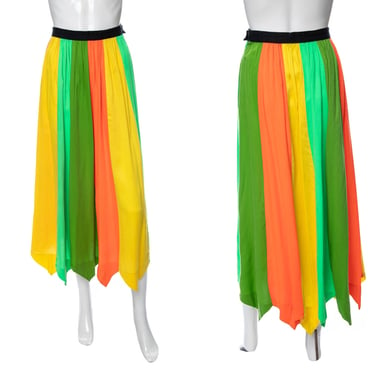 1960's Multicolor Neon Striped Midi Skirt Size S