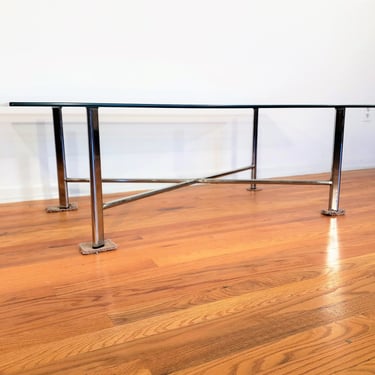 Mid Century Chrome and Glass Coffee Table 