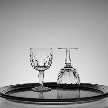 Vintage Heavy Crystal Wine Glasses - Crystal Glass Set -VTG Bar Decor Set of 2  Vintage Glassware , New Years Eve Party 
