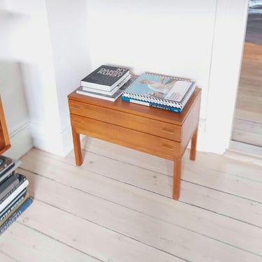 Teak dresser mid century entryway table with drawers vintage teak nightstand Swedish dresser small vintage chest of drawers teak nightstand 