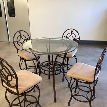 Tall Glass Top Dining Set