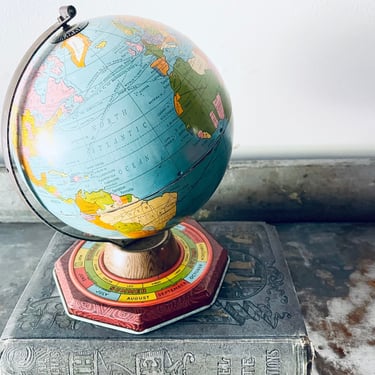Small Metal Globe | Small Tin Globe | Office Decor | Mid-Century | Children's Decor | Repologie Globe | Children's Globe | Vintage Toys 