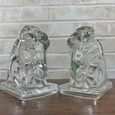 Vintage Federal Glass Horse Head Bookends - Charming and Timeless Decoration 