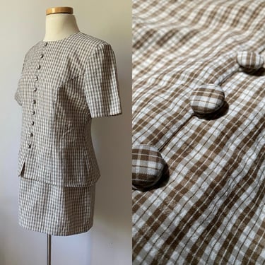 90s Neutral Checkered Dress 