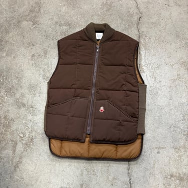 Vintage 1980s Refrigiwear Brown Quilted Full Zip Vest Sz Medium Made in USA 