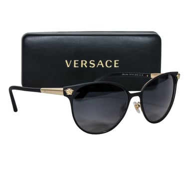 Versace - Black Matte Rounded Sunglasses