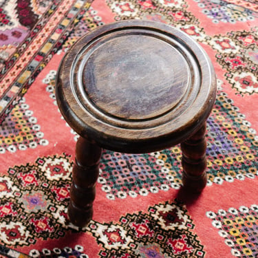 vintage french turned wood stool