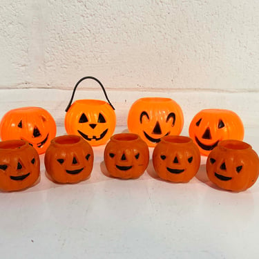 Vintage Halloween Party Treat Candy Container Favor Decoration Toy 1960s Jack O' Lantern Set of 9 