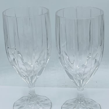 MIKASA BERKELEY Crystal Vertical Cut Water/Ice Tea Goblets- Set of Two- Great Condition 