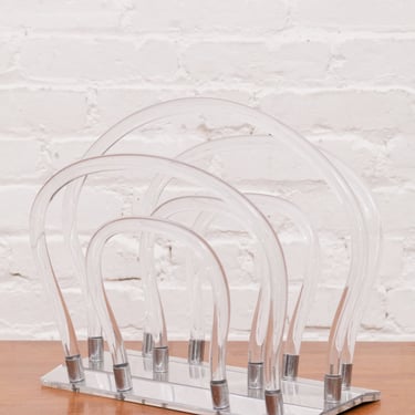 Rare Dorothy Thorpe Tubular Lucite Magazine Rack