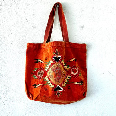 Vintage 80s 90s Arizona Tote Bag 1980s 1990s Southwestern Graphic Artistic Shoulder Purse 