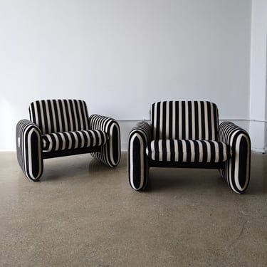 Herman Miller Chiclet Chairs in Velvet Stripes, a pair