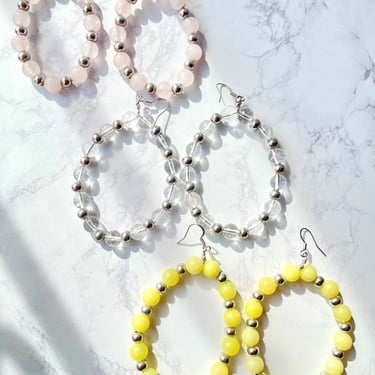 Oval Gemstone Beaded Drop Dangle Earrings | Hypoallergenic Jewelry | Bead Earrings | Crystal Earrings | 8 mm beads | Gemstones and Crystals 