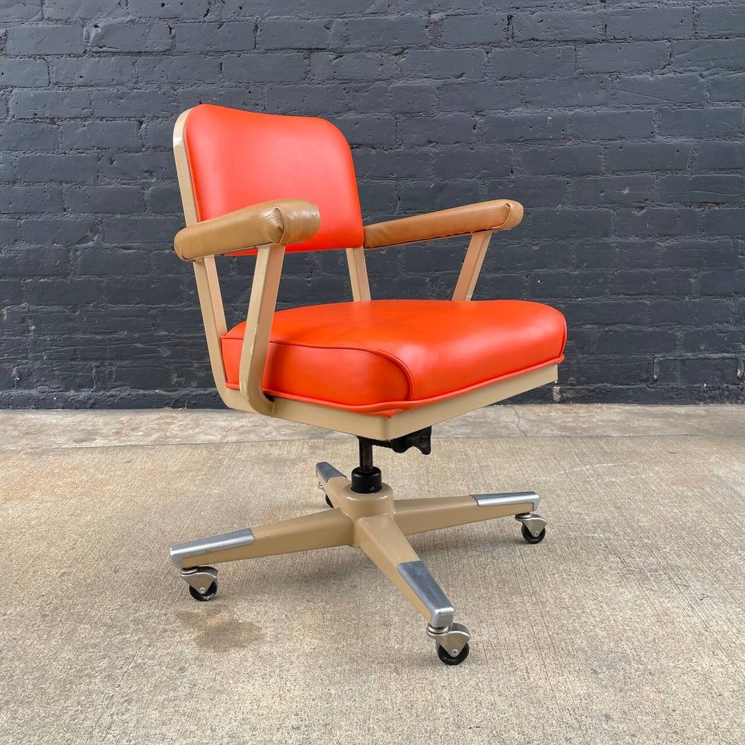 Vintage Industrial Post Modern Steel Office Adjustable Desk Chair, c ...
