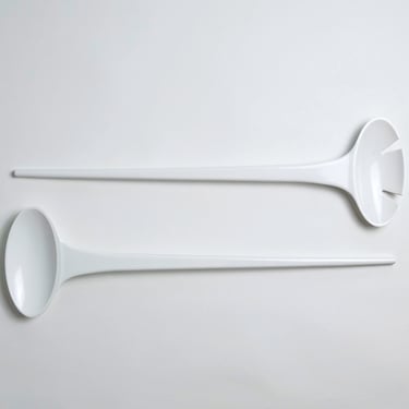 Vintage IKEA Salad Servers, White Plastic MCM Atomic Design, Vintage 1980's 