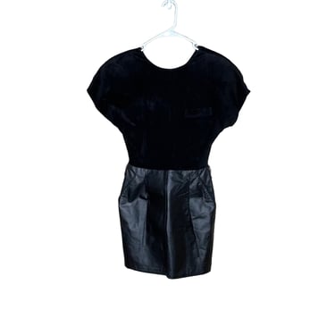 Vintage Morgan Taylor Black Suede and Leather Dress size 4 with pockets 
