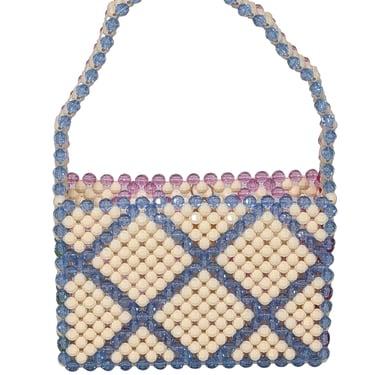 Susan Alexandra - Ivory, Blue, & Lavender Beaded Mini Bag