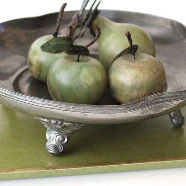 Royal Holland Pewter Pedestal Serving Dish - MCM Decorative Coffee Table Tray Plant Stand 