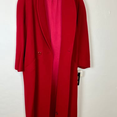 cherry red NWT vintage 90s long coat / 40s 50s style retro rockabilly pinup vintage coat / chic 80s 90s trench coat size 12 size 14 size 16 