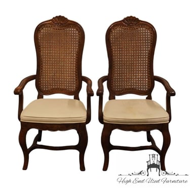 Set of 2 HIGH END Country French Provincial Cane Back Dining Arm Chairs 