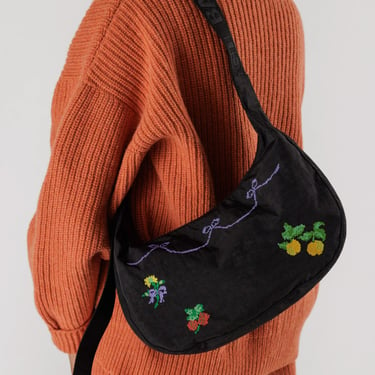 Medium Nylon Cresent Bag in Cross Stitch