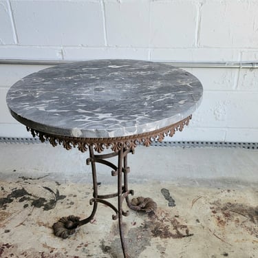 Marble Top Victorian Wrought Iron Table