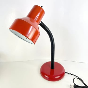 Red Vintage Modern 80s / 90s Gooseneck Desk Lamp WORKS MCM
