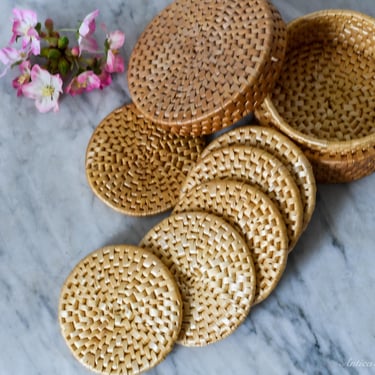 Set of Woven Rattan Coasters 