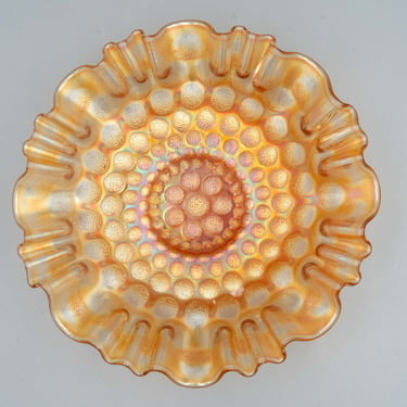 Fenton Coin Dot Marigold Carnival Glass Bowl (Stippled, 3n1 Edge) | Antique Iridescent Glass 