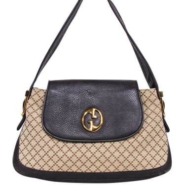Gucci - Beige & Brown 1973 Diamante Canvas and Leather Medium Bag