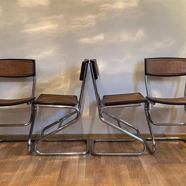 Set of 4 Vintage Bauhaus Chairs/ Made in Italy / 70s/  Marcel Breuer Style / Bauahus Desing / Bauhaus Home /  Vintage Home 