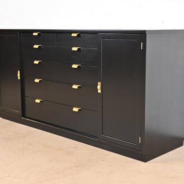Edward Wormley for Drexel Precedent Black Lacquered Sideboard Credenza, Newly Refinished