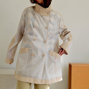 cotton mesh clear polyurethane beige raincoat 
