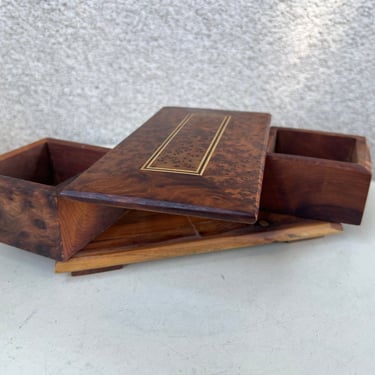 Vintage small trinket 2 box twist drawers maple burl wood 