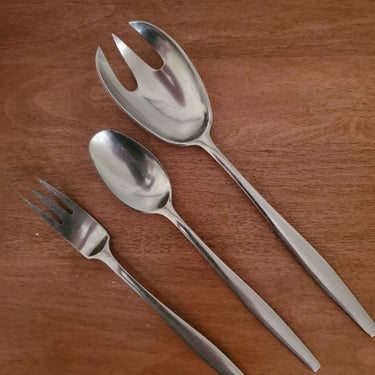 Dansk Variation V Serving Fork with Salad Fork and Teaspoon | 3 pieces by Jens Quistgaard 
