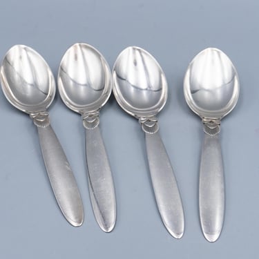 Georg Jensen Cactus Dinner Spoon (set of 4) | Vintage Sterling Silver 1930s Danish Silverware by Gundorph Albertus 