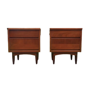 Free Shipping Within Continental US - Vintage Walnut Mid Century Modern End Table Or Night Stand Set 